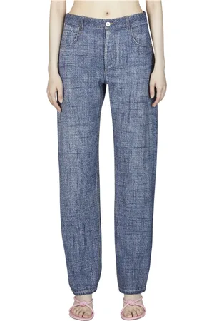 Bottega Veneta Jeans, Dam, S, Denim, Denim Print Byxor med Topstitching