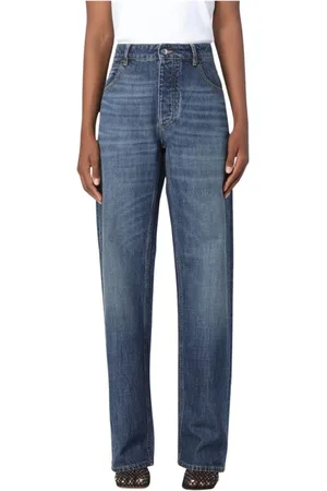 Bottega Veneta Jeans, Dam, S, Denim, Högmidjade Straight Leg Denim Jeans