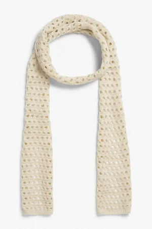 Monki Kvinna Second hand kläder - Crochet style retro scarf - Beige