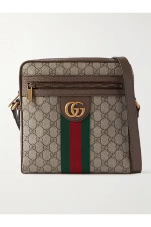 Gucci Ophidia Leather-Trimmed Monogrammed Coated-Canvas Messenger Bag - Men
