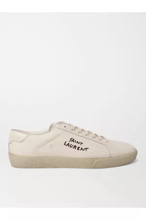 Saint Laurent SL/06 Court Classic Leather-Trimmed Logo-Embroidered Distressed Canvas Sneakers - Men - - EU 39