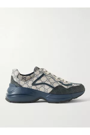 Gucci Rhyton Leather-Trimmed Monogrammed Supreme Coated-Canvas Sneakers - Men - - UK 5