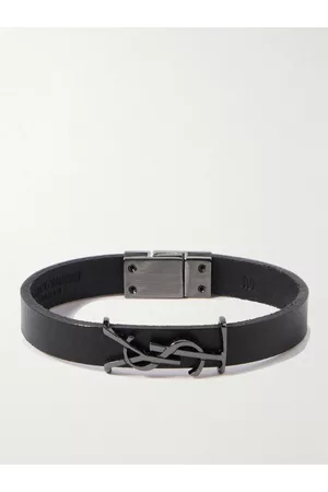 Saint Laurent Opyum Leather and Silver-Tone Bracelet - Men - - S