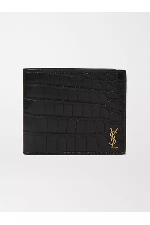 Saint Laurent Logo-Appliqu??d Croc-Effect Leather Billfold Wallet - Men