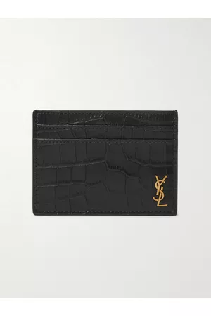 Saint Laurent Logo-Appliqu??d Croc-Effect Leather Cardholder - Men