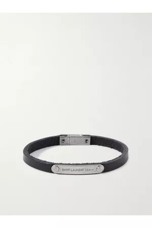 Saint Laurent Leather and Palladium Bracelet - Men - - S
