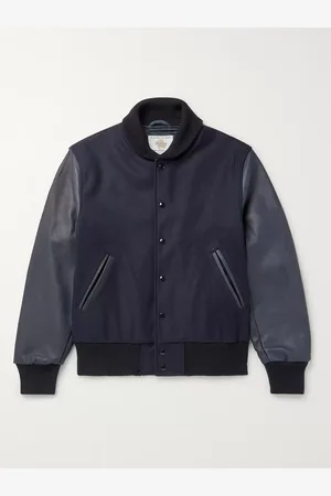 Golden Bear The Albany Wool-Blend and Leather Varsity Jacket - Men - - S