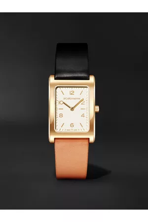 La Californienne Daybreak 24mm Gold-Plated and Leather Watch, Ref. No. YG DB-05 Half n Half - Men