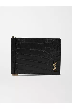 Saint Laurent Logo-Appliqu??d Croc-Effect Leather Billfold Wallet with Money Clip - Men