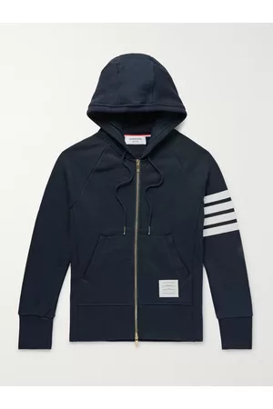 Thom Browne Slim-Fit Striped Loopback Cotton-Jersey Zip-Up Hoodie - Men - - 0