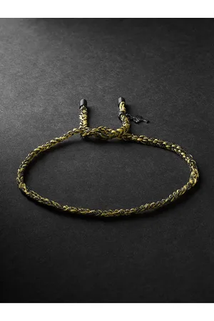 CAROLINA BUCCI Lucky Travel Blackened Gold and Silk Bracelet - Men