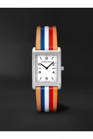 La Californienne Daybreak 24mm Steel and Striped Leather Watch, Ref. No. DB-06 - Men