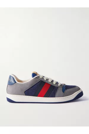Gucci Screener Monogrammed Canvas and Webbing-Trimmed Suede and Leather Sneakers - Men - - UK 10