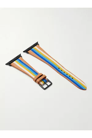 La Californienne Seabright Striped Leather Watch Strap - Men
