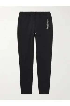 Saint Laurent Tapered Logo-Embroidered Cotton-Jersey Sweatpants - Men - - M
