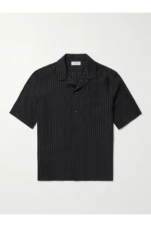 Saint Laurent Camp-Collar Striped Silk-Charmeuse Shirt - Men - - 43