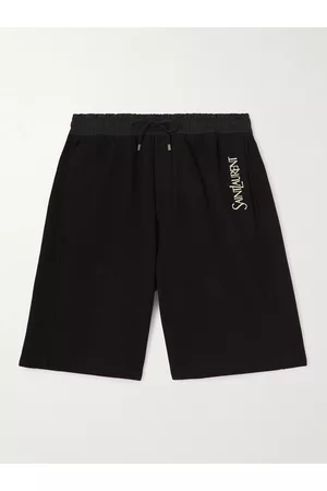 Saint Laurent Straight-Leg Logo-Embroidered Cotton-Jersey Drawstring Shorts - Men - - L