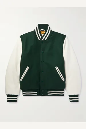 Golden Bear The Portola Leather-Trimmed Wool-Blend Varsity Jacket - Men - - M