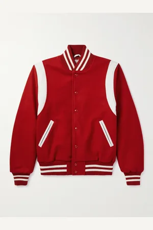 Golden Bear The Hayes Leather-Trimmed Wool-Blend Varsity Jacket - Men - - XXL