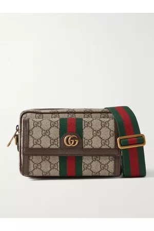 Gucci Ophidia Mini Leather-Trimmed Monogrammed Coated-Canvas Messenger Bag - Men
