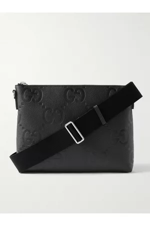 Gucci Monogrammed Pebble-Grain Leather Messenger Bag - Men