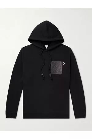 Loewe Logo-Debossed Leather-Trimmed Cotton-Jersey Hoodie - Men - - L