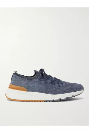 Brunello Cucinelli Suede-Trimmed Stretch-Knit Sneakers - Men - - EU 40
