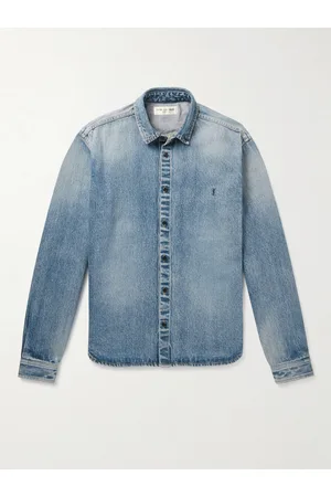 Saint Laurent Logo-Embroidered Denim Shirt - Men - - M