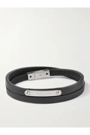 Saint Laurent Leather and Silver-Tone Wrap Bracelet - Men - - S
