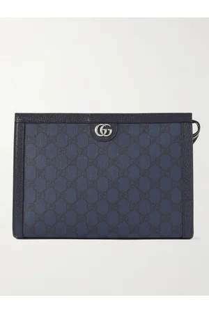 Gucci Ophidia Leather-Trimmed Monogrammed Supreme Coated-Canvas Pouch - Men