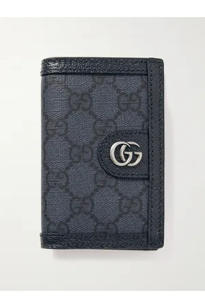 Gucci Leather-Trimmed Monogrammed Coated-Canvas Bifold Cardholder - Men