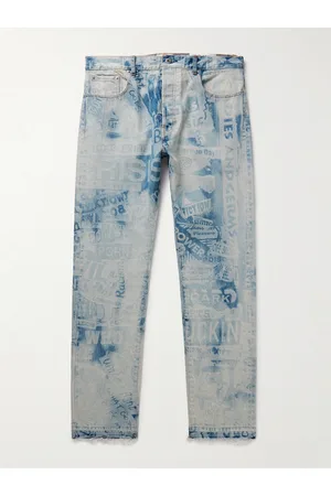 Light Blue Wash Cross Long Leg Straight Leg Jeans