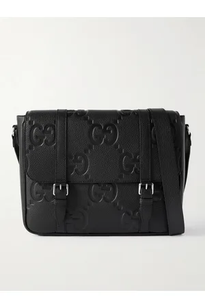 Gucci Jumbo GG Medium Logo-Debossed Full-Grain Leather Messenger Bag - Men