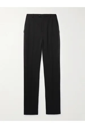 Saint Laurent Tapered Silk-Trimmed Grain de Poudre Wool Trousers - Men - - IT 54