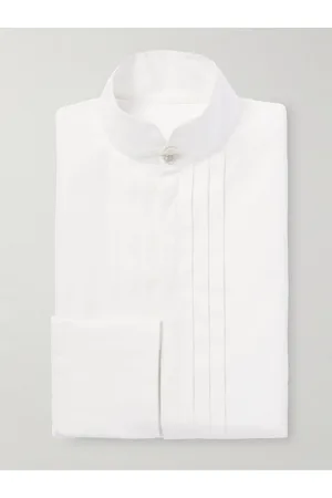 Saint Laurent Grandad-Collar Bib-Front Cotton-Poplin Tuxedo Shirt - Men - - 38