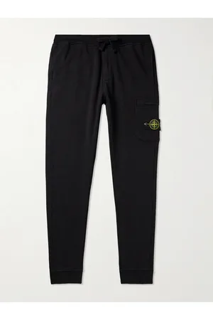 Stone Island Tapered Logo-Appliqu??d Garment-Dyed Cotton-Jersey Sweatpants - Men - - L