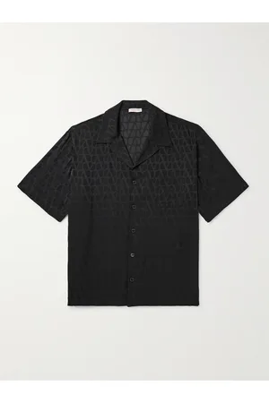 VALENTINO GARAVANI Toile Iconograph Camp-Collar Logo-Jacquard Silk-Satin Shirt - Men - - IT 46