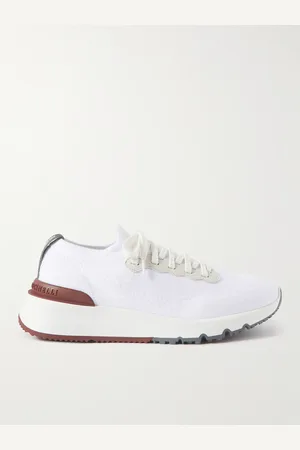 Brunello Cucinelli Leather-Trimmed Stretch-Knit Sneakers - Men - - EU 40