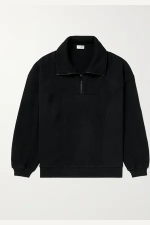 Saint Laurent Logo-Embroidered Cotton-Jersey Half-Zip Sweatshirt - Men - - S