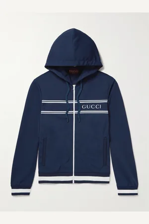 Gucci Logo-Print Striped Tech-Piqu?? Zip-Up Hoodie - Men - - L