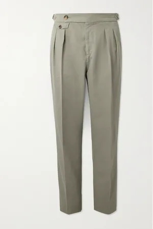 Brunello Cucinelli Tapered Pleated Cotton-Twill Suit Trousers - Men - - IT 46