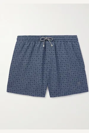 Brunello Cucinelli Straight-Leg Short-Length Logo-Embroidered Printed Swim Shorts - Men - - M