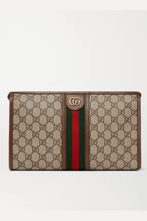 Gucci Ophidia Leather and Webbing-Trimmed Logo-Jacquard Coated-Canvas Wash Bag - Men
