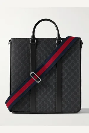 Gucci Leather-Trimmed Monogrammed Coated-Canvas Tote Bag - Men