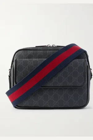 Gucci Small Leather-Trimmed Monogrammed Coated-Canvas Messenger Bag - Men