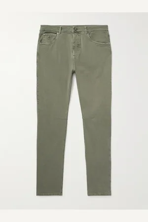 Brunello Cucinelli Tapered Garment-Dyed Stretch-Cotton Trousers - Men - - IT 44
