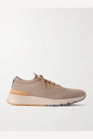 Brunello Cucinelli Leather-Trimmed Stretch-Knit Sneakers - Men - - EU 41