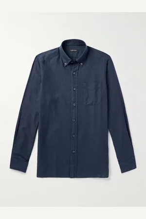 Tom Ford Button-Down Collar Lyocell, Cotton and Cashmere-Blend Shirt - Men - - EU 44