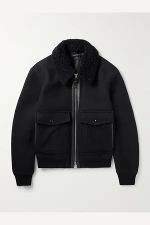 Tom Ford Shearling and Leather-Trimmed Wool-Blend Bomber Jacket - Men - - IT 50
