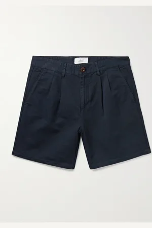 Mr P. Straight-Leg Pleated Cotton and Linen-Blend Twill Shorts - Men - - 38
